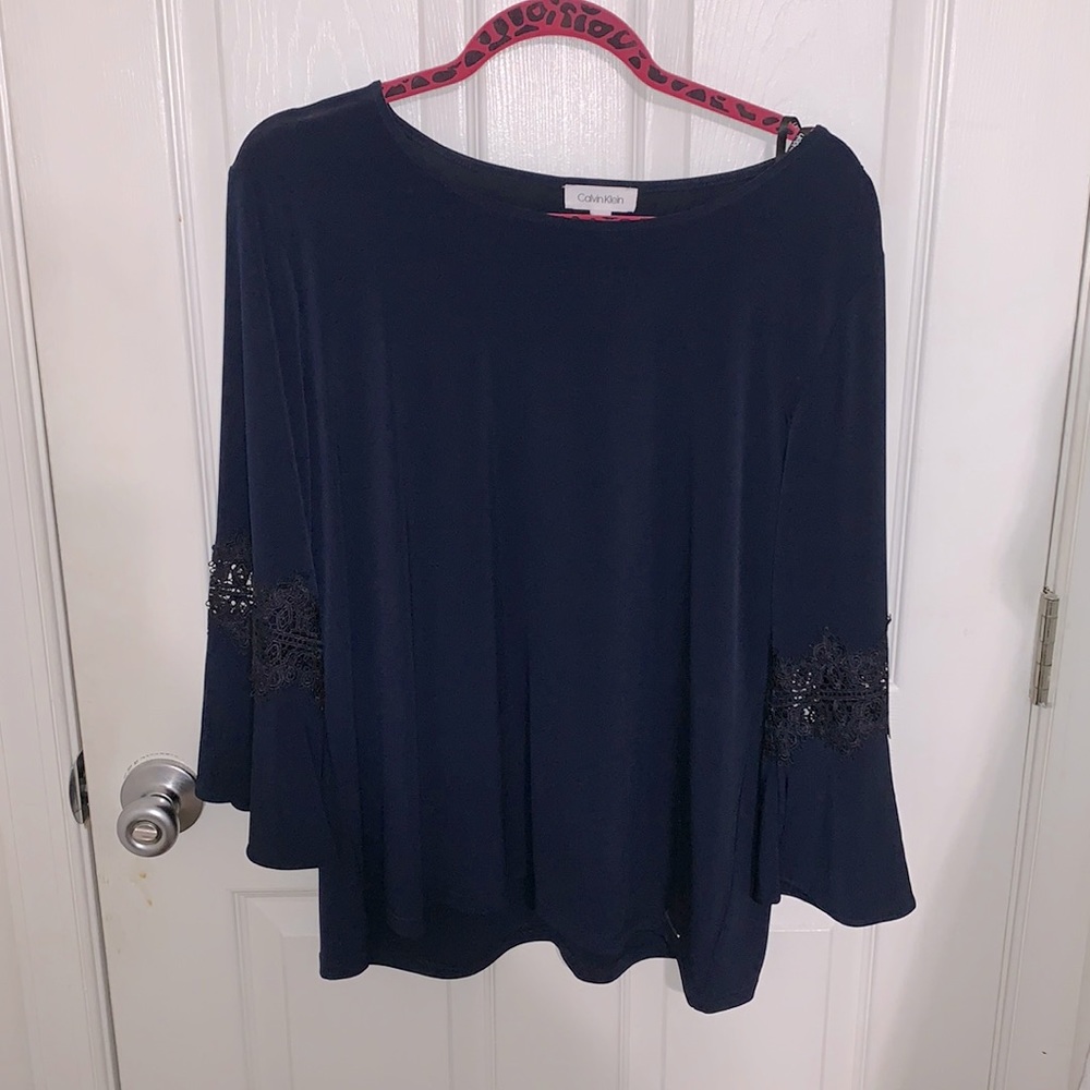 NWT: Calvin Klein Navy Blue Blouse